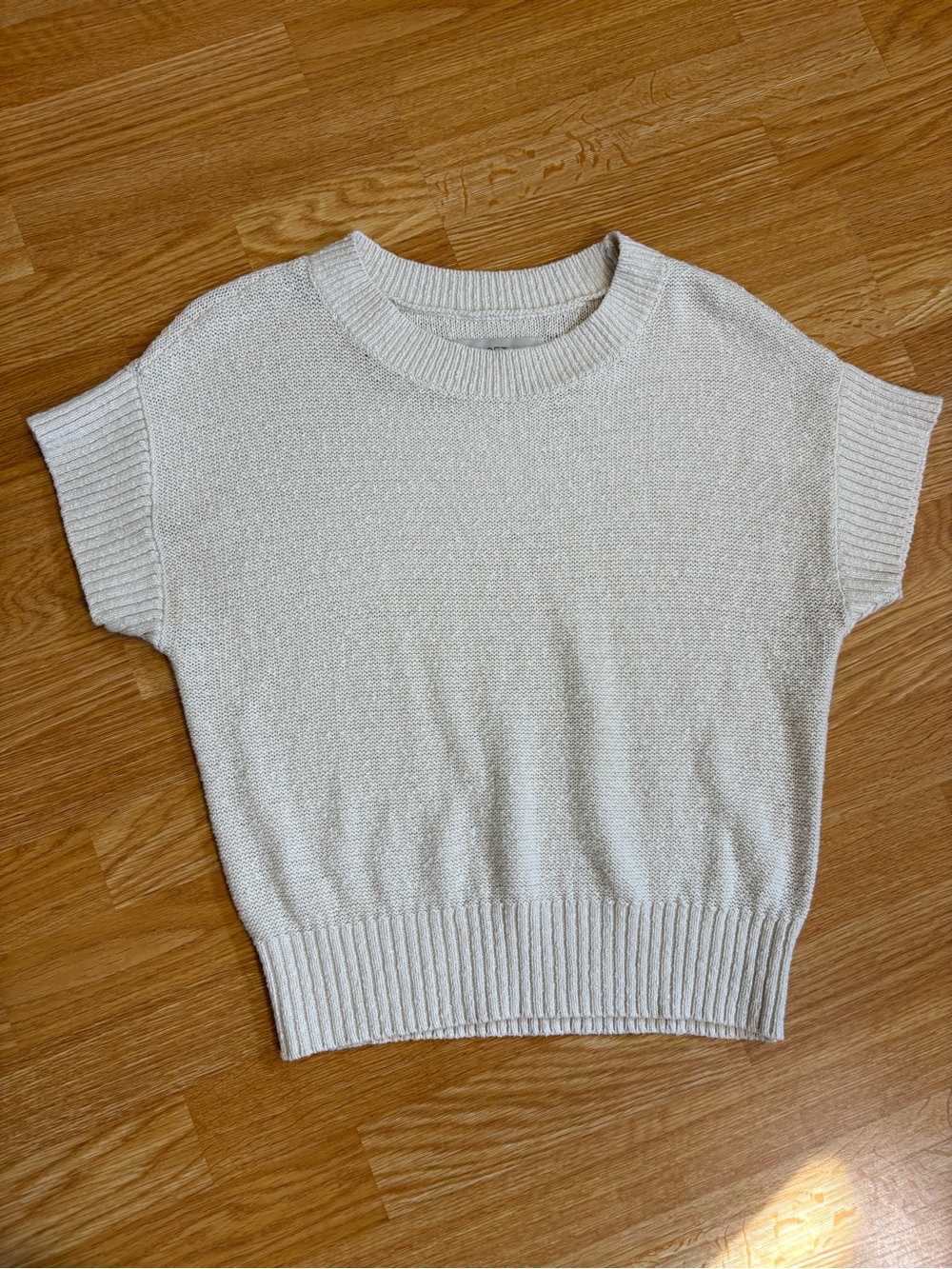 LOFT Women’s Cream Short-Sleeve Knit Pullover S